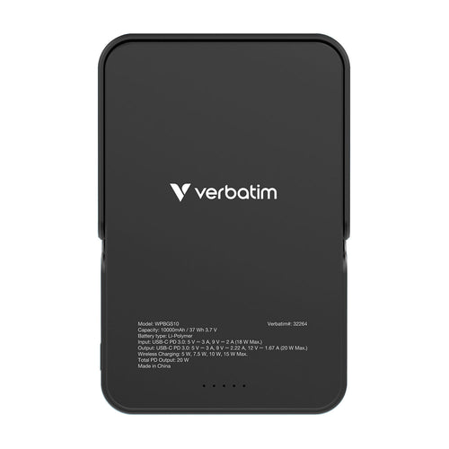 Verbatim VM32264 Charge N Go 10000mAh Wireless with Stand Powerbank - Black