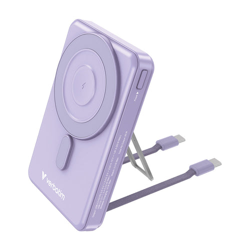 Verbatim VM32270 Charge N Go 10000mAh Magnetic Wireless Powerbank 2C with Stand - Purple