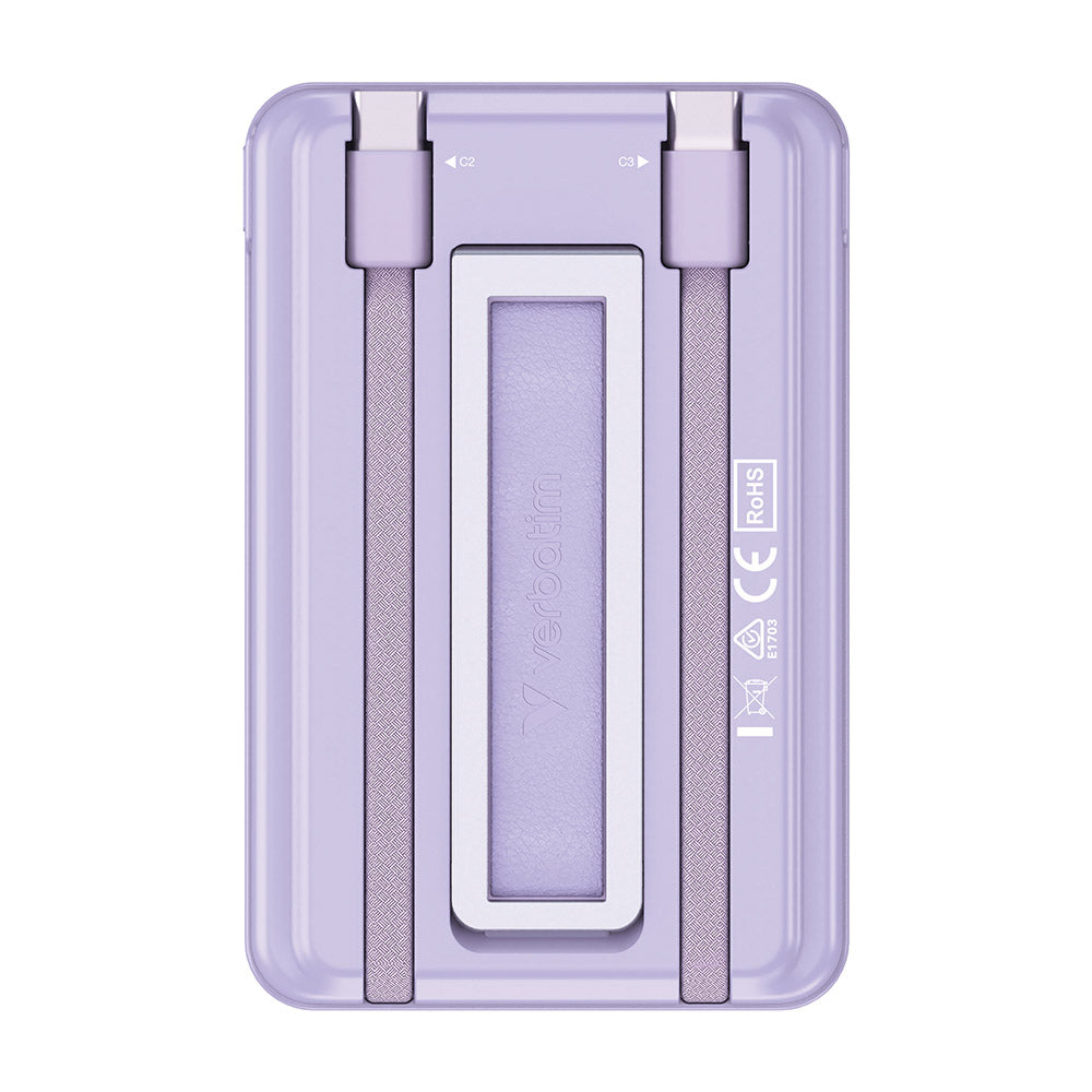 Verbatim VM32270 Charge N Go 10000mAh Magnetic Wireless Powerbank 2C with Stand - Purple