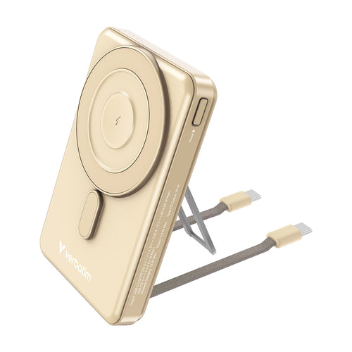 Verbatim VM32271 Charge N Go 10000mAh Magnetic Wireless Powerbank 2C with Stand - Gold