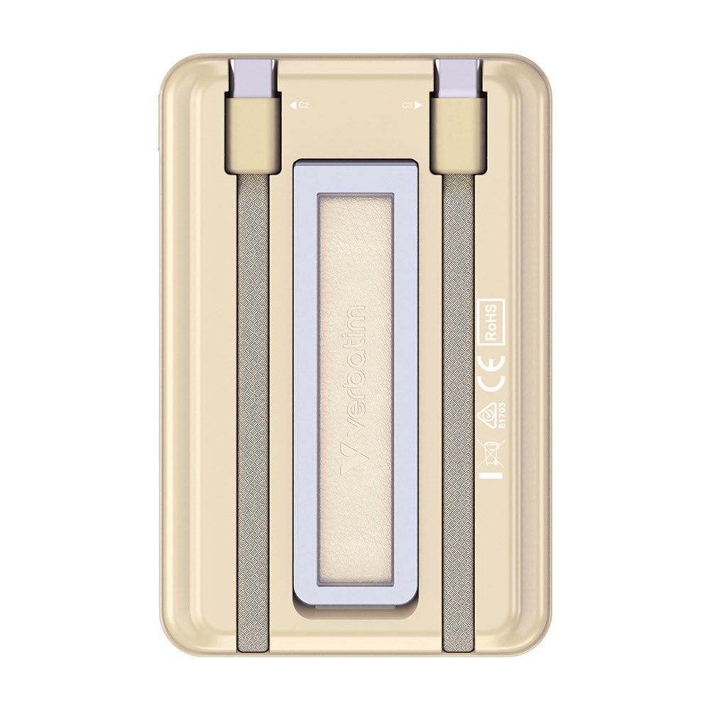 Verbatim VM32271 Charge N Go 10000mAh Magnetic Wireless Powerbank 2C with Stand - Gold