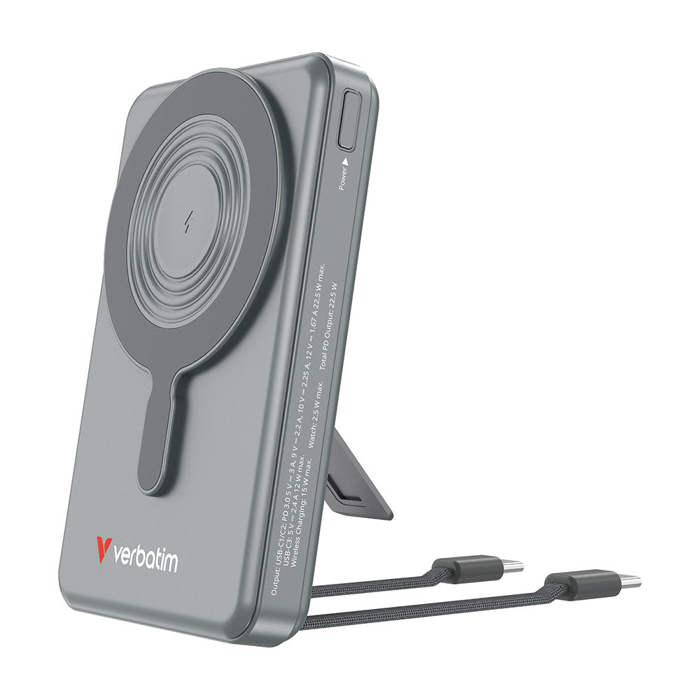 Verbatim VM32272 CCC 10kmAh Magnetic Wireless Powerbank - Grey