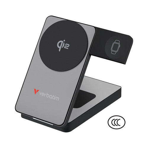 Verbatim VM32295 Charge n Go 10000mAh CCC 3-in-1 Qi2 Magnetic Wireless Foldable Power Bank - Grey
