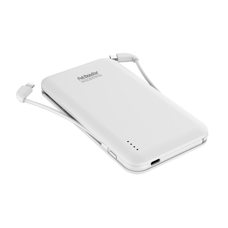 Redmonster 10000mAh PD20W Ultra Slim Compact+ Smart Trio Power Bank with Built in MFI & Type C Cable (White)
