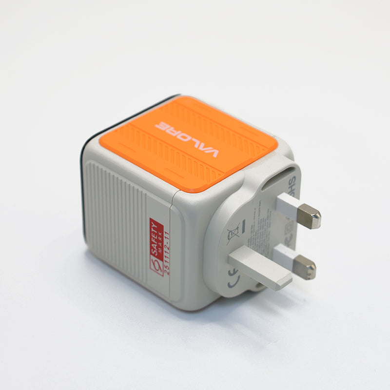 Valore PD70W GaN Wall Charger with Built-in USB-C Cable (PA-030) - Orange