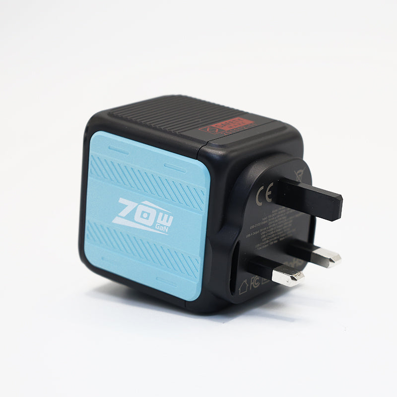 Valore PD70W GaN Wall Charger with Built-in USB-C Cable (PA-030) - Blue