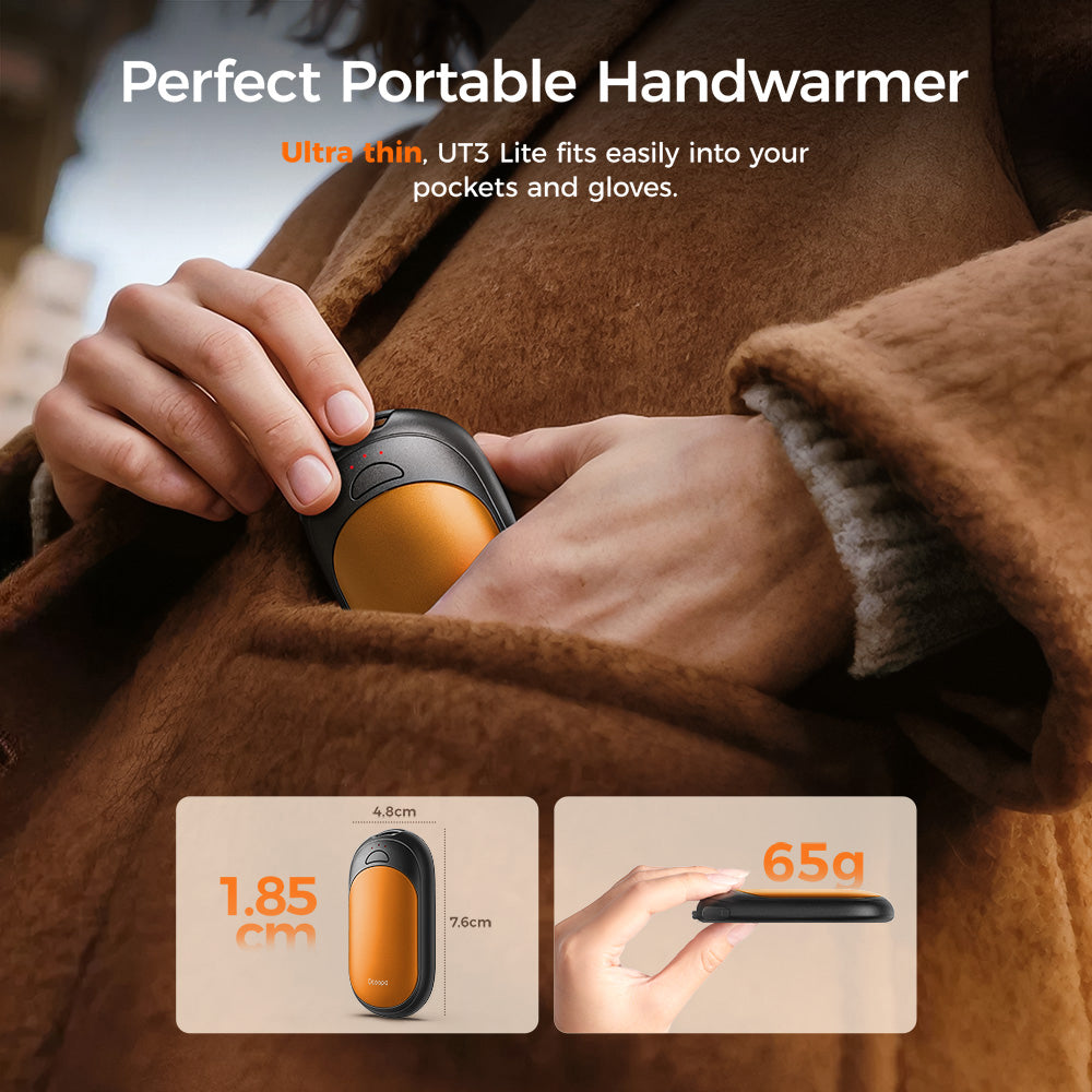 Ocoopa UT3053-OG-BK-Plus UT3 Lite Plus Hand Warmer - Orange/Black (6-Pack)