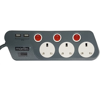Morries 3M Extension Cord With 2 USB Ports (MS3333)