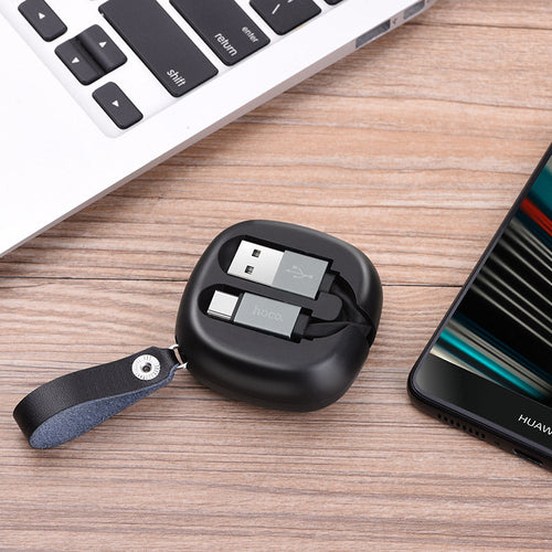 HOCO U33 Retractable USB A to Micro Charging Cable 2A 90cm Black