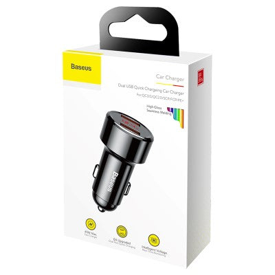 Baseus CCMLC20A-01 Dual USB-A QC Quick Car Charging 45W (Black)