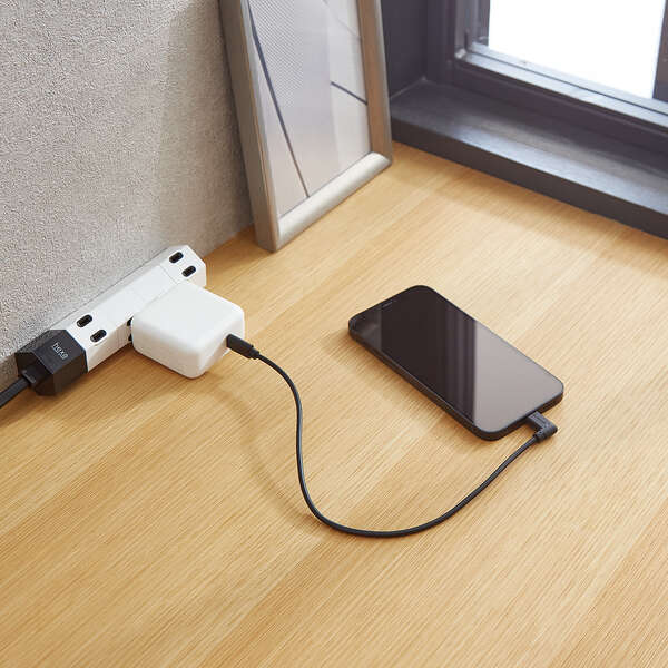 Elecom Anti-Bacterial 2m L-Shaped USB-C To Lightning Cable (Black)