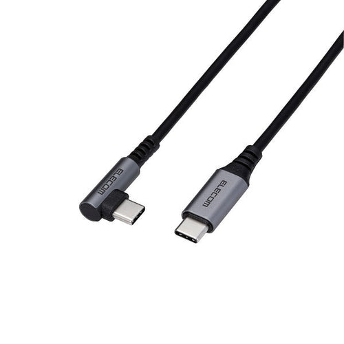 Elecom MPA-CCL12NBK 1.2M PD 60W Type C -C L Shaped Connector Anti bacterial (Black)