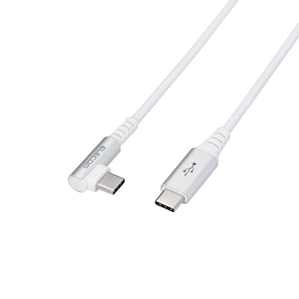 Elecom MPA-CCL20NWH 2M PD 60W Type C -C L Shaped Connector Anti bacterial (White)