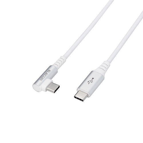 Elecom MPA-CCL20NWH 2M PD 60W Type C -C L Shaped Connector Anti bacterial (White)