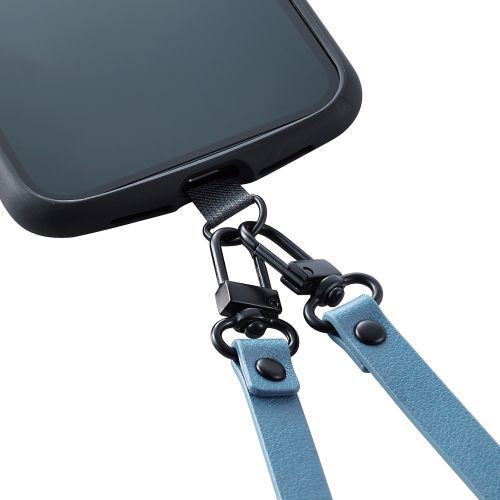 Elecom P-STSDH2PLBU Smartphone Soft Leather ShoulderStrap BL