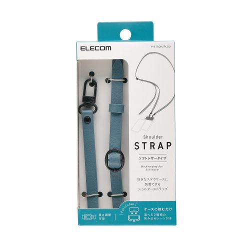Elecom P-STSDH2PLBU Smartphone Soft Leather ShoulderStrap BL