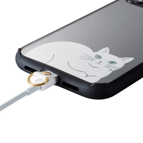 Elecom P-STHD1AMCATW Smartphone White Cat Holder Sheet 1Hole