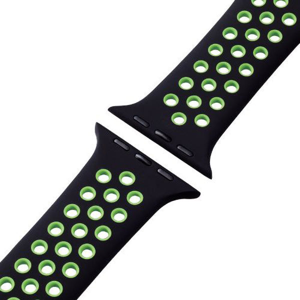 Elecom AW-45BDSCNBK2 42mm-49mm for Apple Watch Band Silicone (Black-Green)