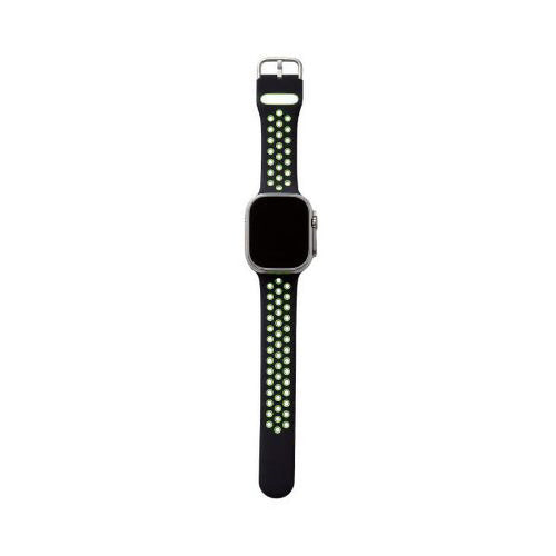 Elecom AW-45BDSCNBK2 42mm-49mm for Apple Watch Band Silicone (Black-Green)