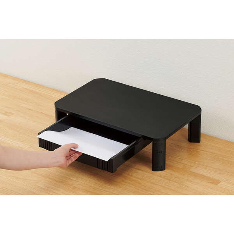 Elecom PCA-DPSP4830BK Monitor Stand with Drawer (Black)