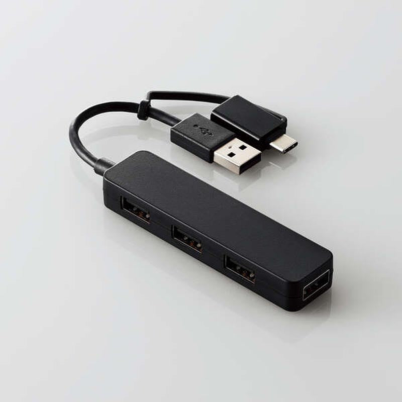 Elecom U2H-CA4003BBK USB C/A 4Ports 2.0 Hub (Black)