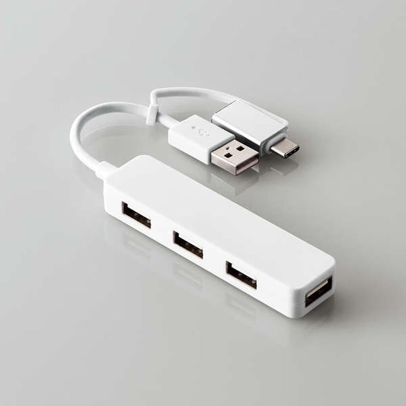 Elecom U2H-CA4003BWH USB C/A 4Ports 2.0 Hub (White)