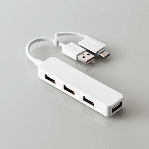 Elecom U2H-CA4003BWH USB C/A 4Ports 2.0 Hub (White)