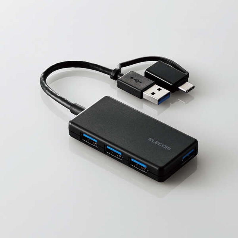 Elecom U3H-CA4004BBK USB C/A 4Ports 3.1(Gen 1) Hub (Black)