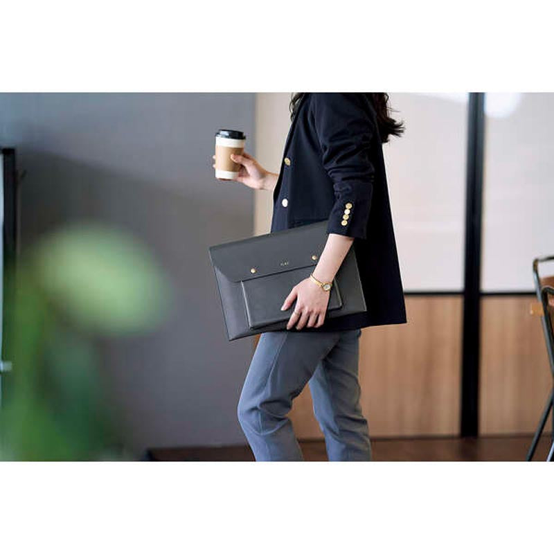 Elecom BM-IBEM01BK-IL 14 Laptop Sleeve Leather Blk Gold