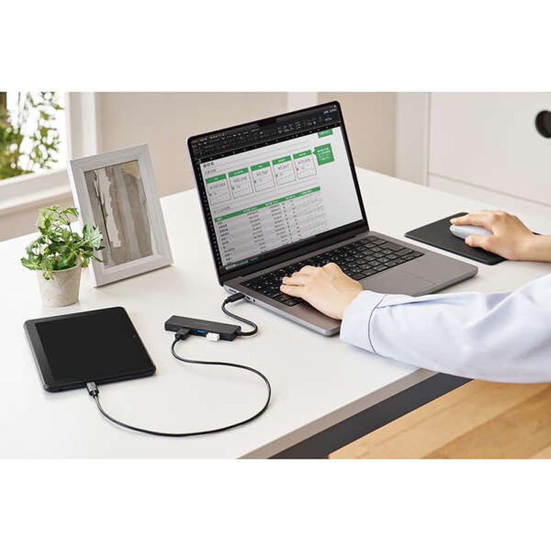 Elecom U3HC-H040PBK USB-C Hub 4 Ports 5GBPS (Black)