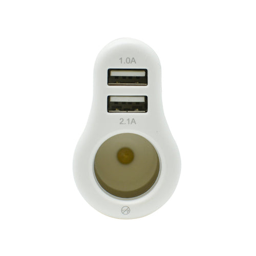 Hoco UC206 Dual-Output USB Car Charger With Lighter Wht