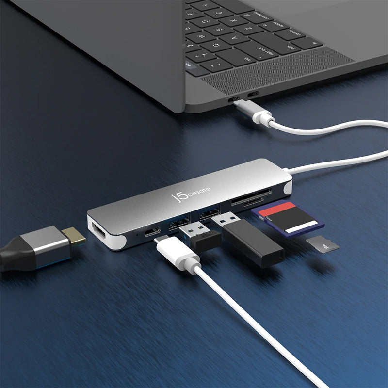 J5Create JCD353 6-in-1 USB-C to 4K HDMI Multi-Port Hub