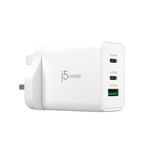 J5Create JUP3365F 65W GaN USB-C 3-Port Charger