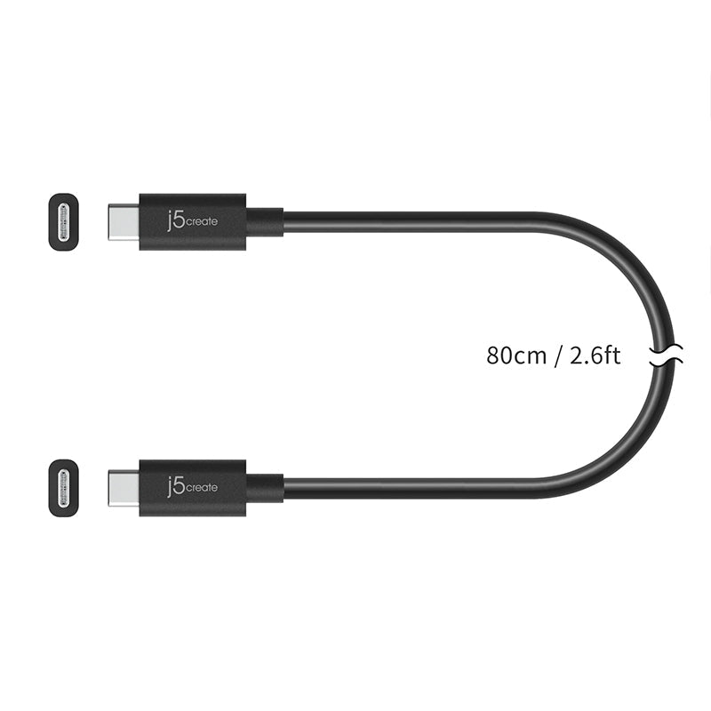 J5Create JUC28L08 USB4® Gen 3 USB-C Cable (80cm)