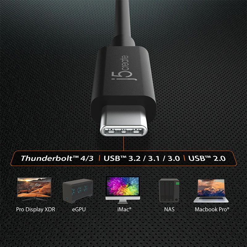 J5Create JUC28L08 USB4® Gen 3 USB-C Cable (80cm)