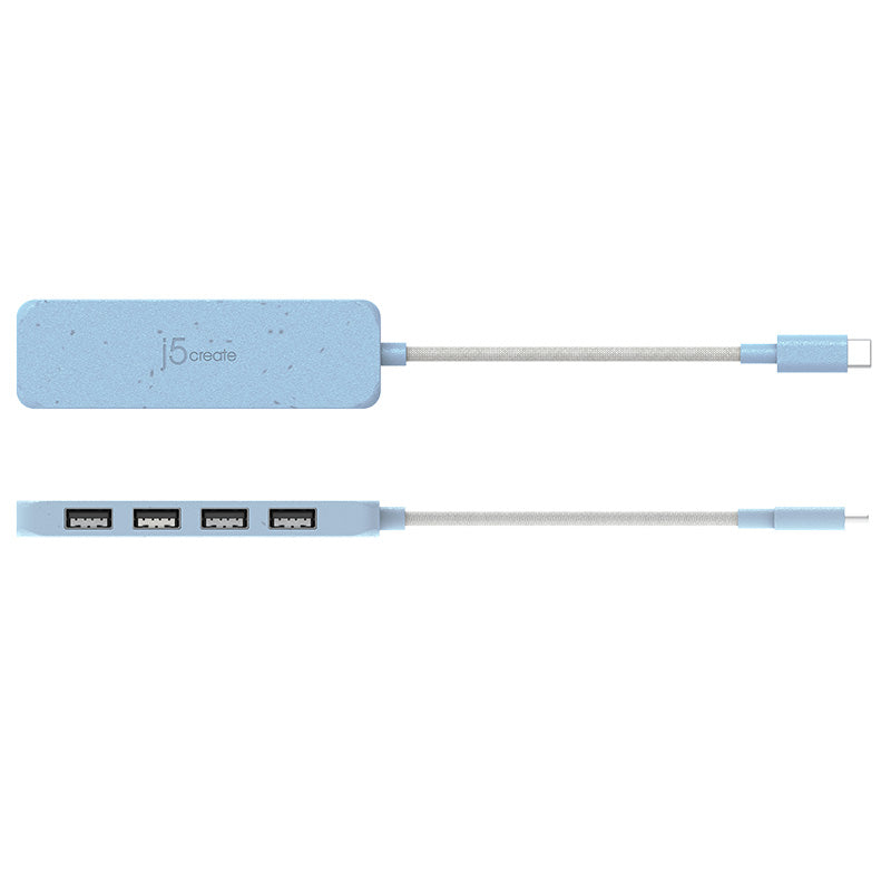 J5Create JCH341EC USB-C 4-Port Type A Gen 2 Hub (Cyan)