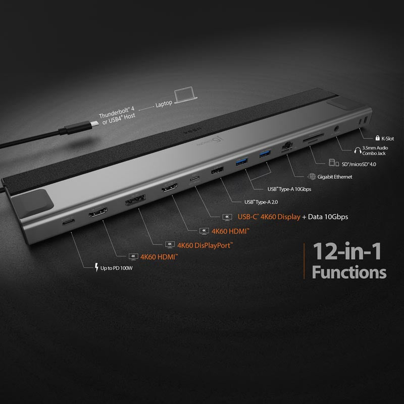 J5Create JCD554 USB4 Triple 4K Display Docking Station