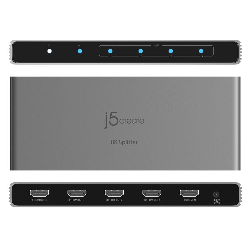 J5Create JDSH814 8K HDMI 2.1 4-Way Splitter