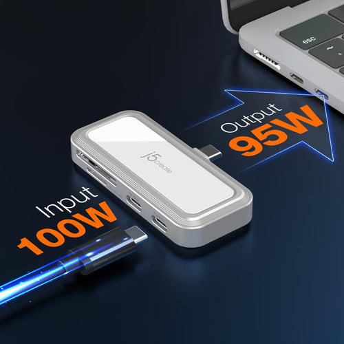 J5Create JCH167 USB-C to Dual USB-C & SD Card for Smartphone