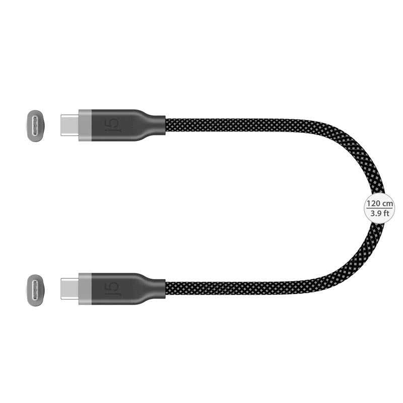 J5Create JUCX19L12B USB-C® 10Gbps/60W Ultra Soft Double-Braided Fast Charging Cable (Black)
