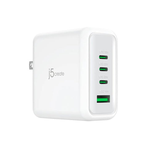 J5Create JUP4370F 70W GaN USB-C 4-Port Charger (White)
