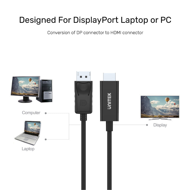 Unitek Y-5118CA Display Port to HDMI (M) Cable FHD 1.8M