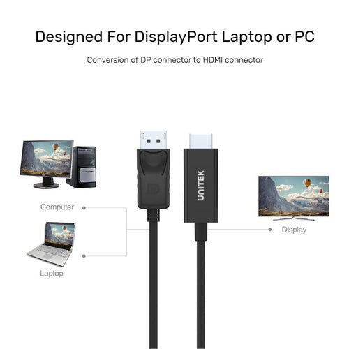 Unitek Y-5118CA Display Port to HDMI (M) Cable FHD 1.8M