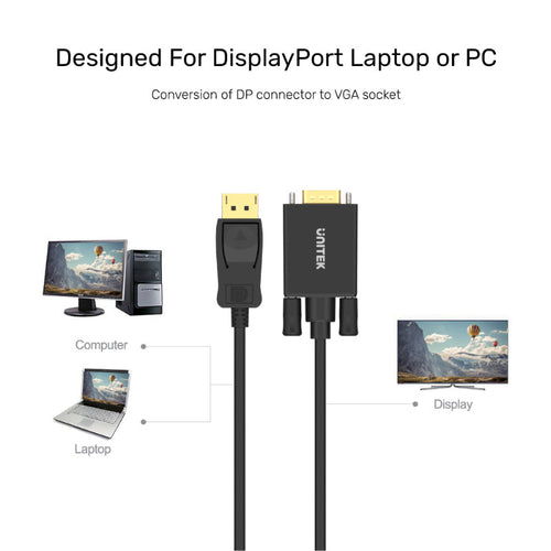 Unitek Y-5118F Display Port to VGA (M) Cable 1.8M