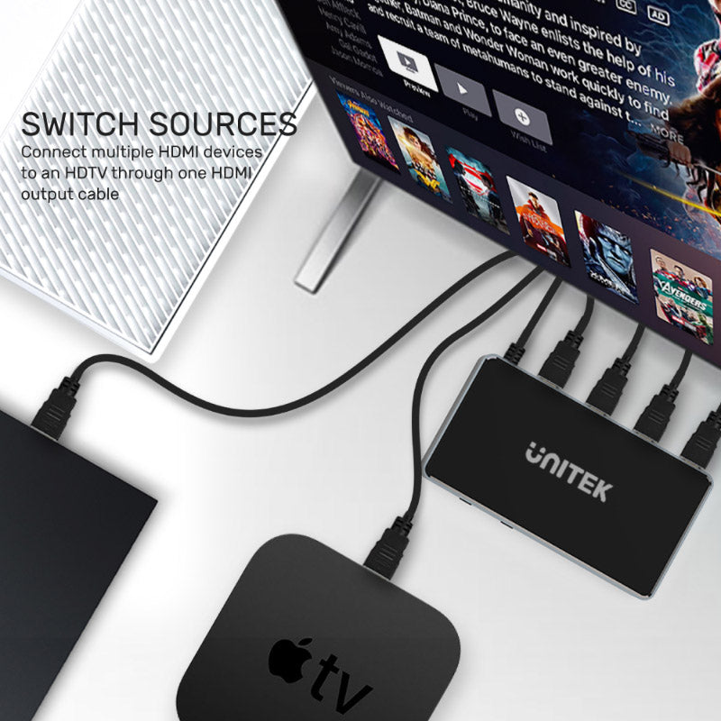Unitek V1110A 4K HDMI Switch 5-in-1 Out