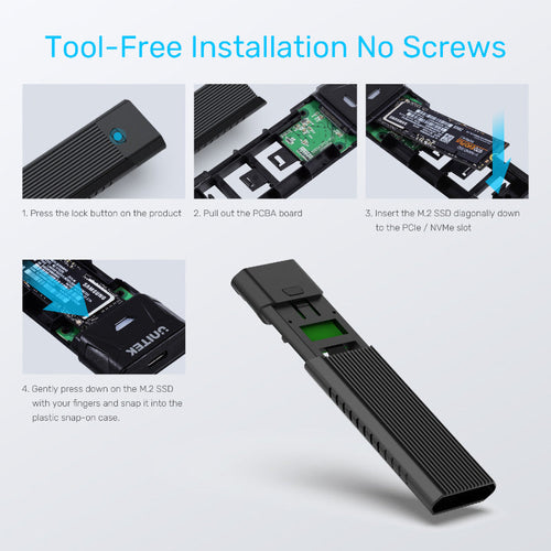 Unitek S1203ABK SolidForce PCIe/NVMe M.2 SSD Enclosure Lite