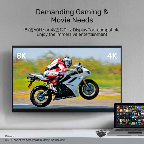 Unitek V1407A 8K USB-C to Dual DisplayPort 1.4 Adapter