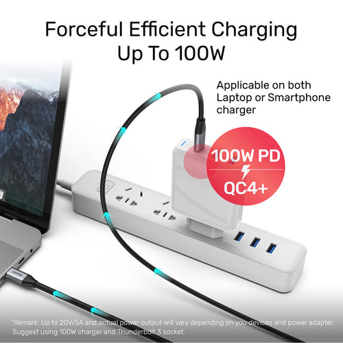 Unitek C14091ABK Full-Featured USB-C 100W PD Fast Charging Cable (2M)
