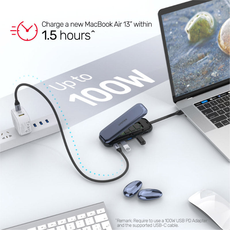 Unitek D1046A 5-in-1 USB-C Hub + M.2 PCIe/NVMe SSD Enclosure