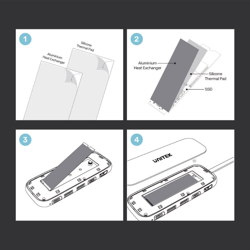 Unitek D1046A 5-in-1 USB-C Hub + M.2 PCIe/NVMe SSD Enclosure